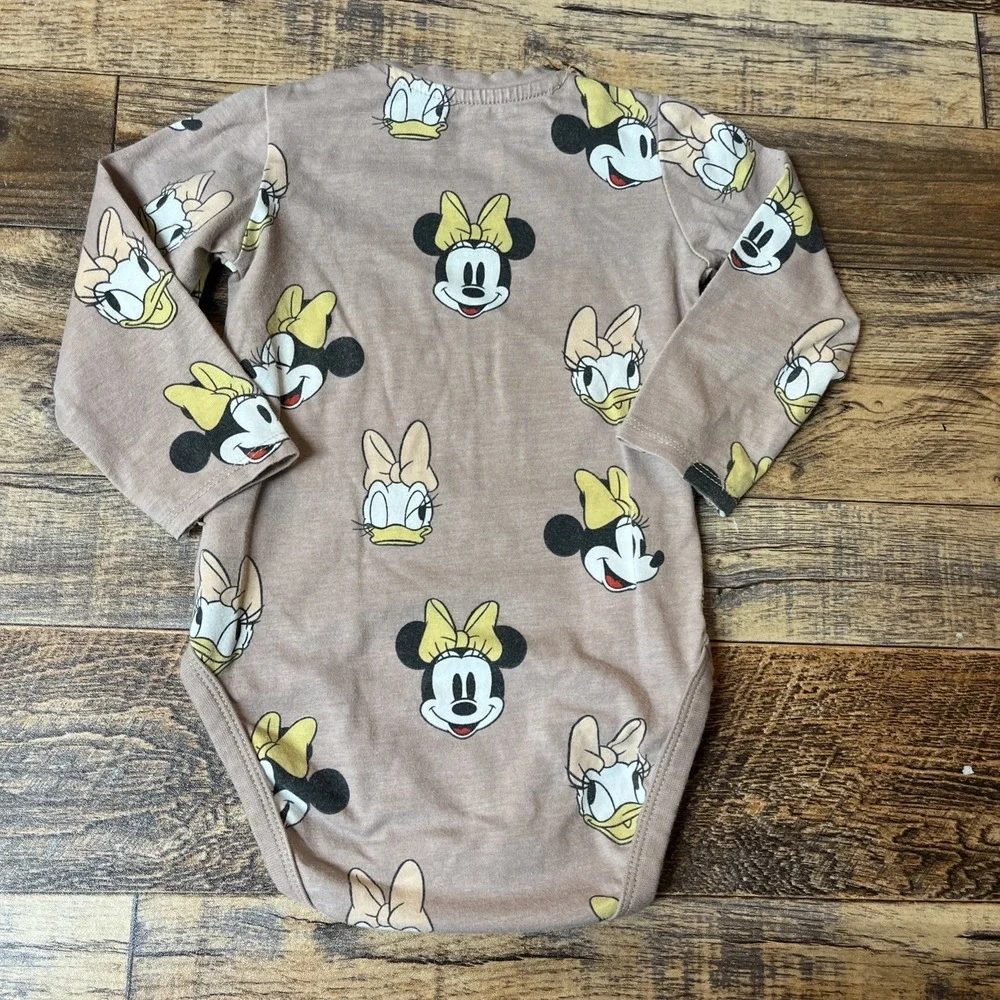 H&M Disney Minnie Mouse Daisy Outfit Baby‎ Girl 9m Brown Organic Cotton